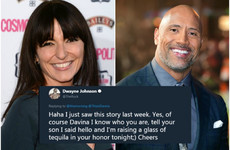 The Rock got back to Davina McCall after she massively fan-girled over him