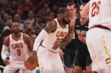 Nothing to see here, just LeBron James with the no-look nutmeg assist