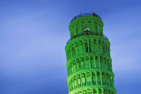 How the Leaning Tower of Pisa is set to look next Saturday when it turns Green for St Patrick's Day.