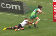 Watch: Irish sevens player shows incredible strength to score try as opponent clings to her jersey