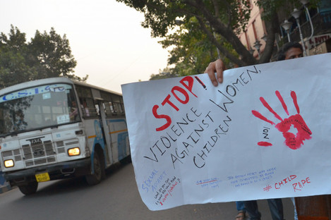 A protest march for stop violence against women & girls in Kolkata, India. 