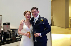 White wedding: This couple tied the knot just before Dublin's 4pm 'curfew' today