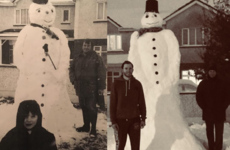 A family in Naas have brilliantly recreated a photo they took with a snowman 21 years ago