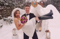 Storm Emma stopped this couple getting to the registry office, so they built a snow chapel instead