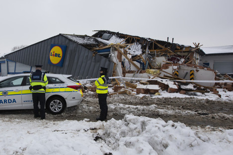 Gardaí at the scene of the Lidl store in Fortunestown Lane in Tallaght