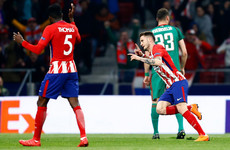This bullet from Saul Niguez helped Atletico Madrid earn a comfortable win in the Europa League tonight
