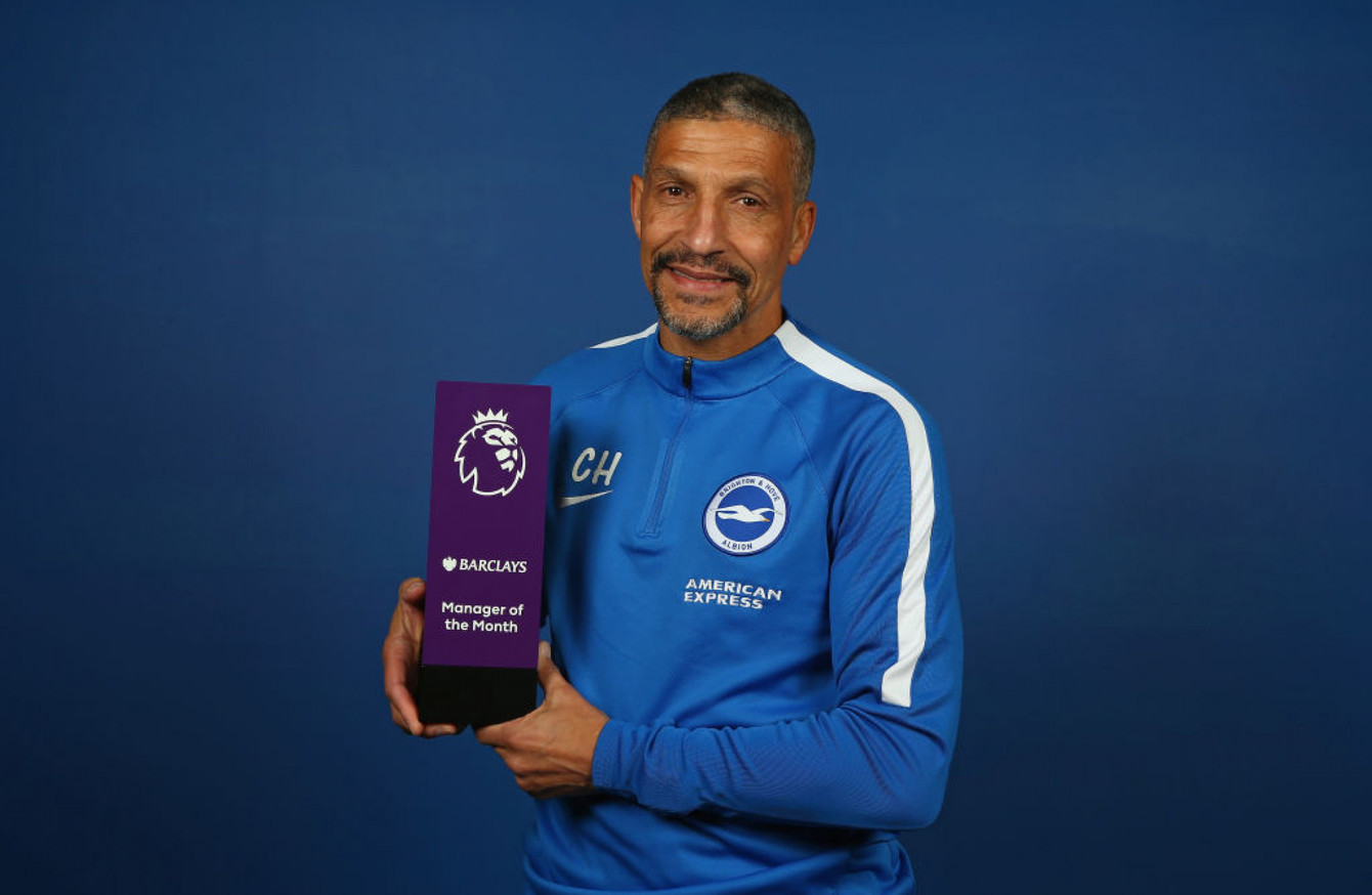 Chris Hughton wins his first Premier League Manager of the Month award