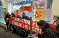 Grafton Street branch of PTSB occupied by anti-vulture fund demonstrators
