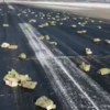 Over €300 million worth of gold spilled onto a Russian runway after a cargo plane shed its load