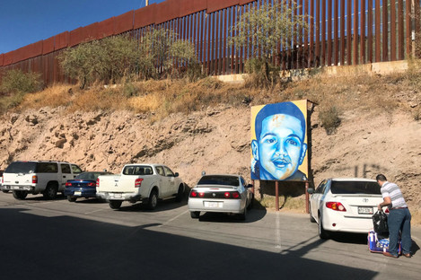 A mural of 16-year-old Jose Antonio Elend Rodriguez on the street where he was killed.