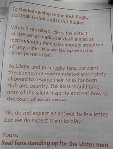 'Cyber persecution' - Ulster Rugby fans take full page ad calling for Paddy Jackson, Stuart Olding to be reinstated to team