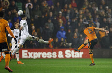 Portuguese midfielder Ruben Neves hits an outrageous dipping volley for Wolves