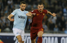 Dzeko misses late chance as 10-man Lazio earn derby draw with Roma