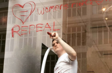 A Wexford fashion designer used the window of Selfridges in London to protest the 8th amendment