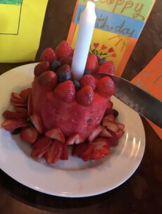 So, Victoria Beckham's birthday cake was literally just a melon and some strawberries