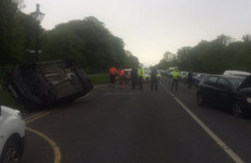 Car overturns after two-car crash in Dublin's Phoenix Park