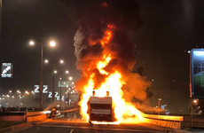 Red Star's open-top bus goes up in flames during league title celebrations
