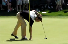 Hang on, Martin Kaymer just skipped a shot across the water for a hole-in-one at Augusta