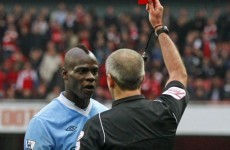 Balotelli apologises for getting himself sent off against Arsenal