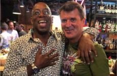 People on Twitter are really surprised by Roy Keane's choice of t-shirt in a photo he took with Ian Wright