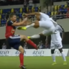 French defender lands flying drop-kick on opponent in Champions League qualifier