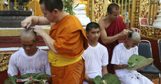 Thai soccer boys' heads shaved for Buddhist ordination