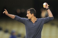 Great Balls of Fire! Bear Grylls throws some heat at L.A Dodgers game
