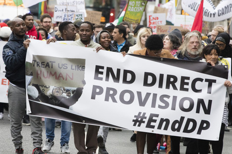 Protestors against the Direct Provision last year.
