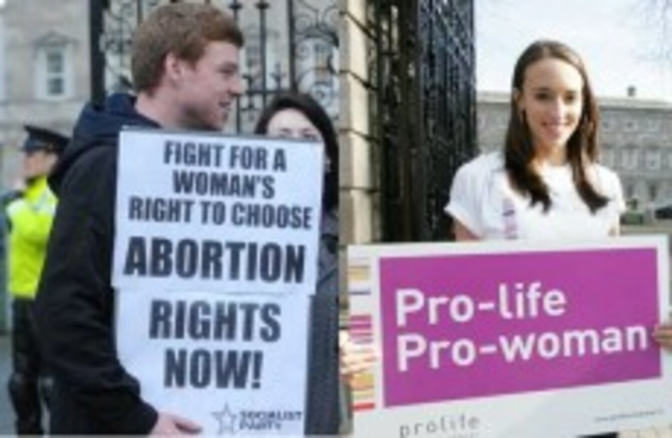 Two separate protests - one pro-choice and another anti-abortion - outside  the Dáil this year.