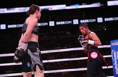 Taylor toys with tough Cindy Serrano to retain titles in Boston as a 'Notorious' fan watches on