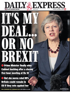 'Splits', 'cracks' and a fight ahead: UK front pages react to May's cabinet deal