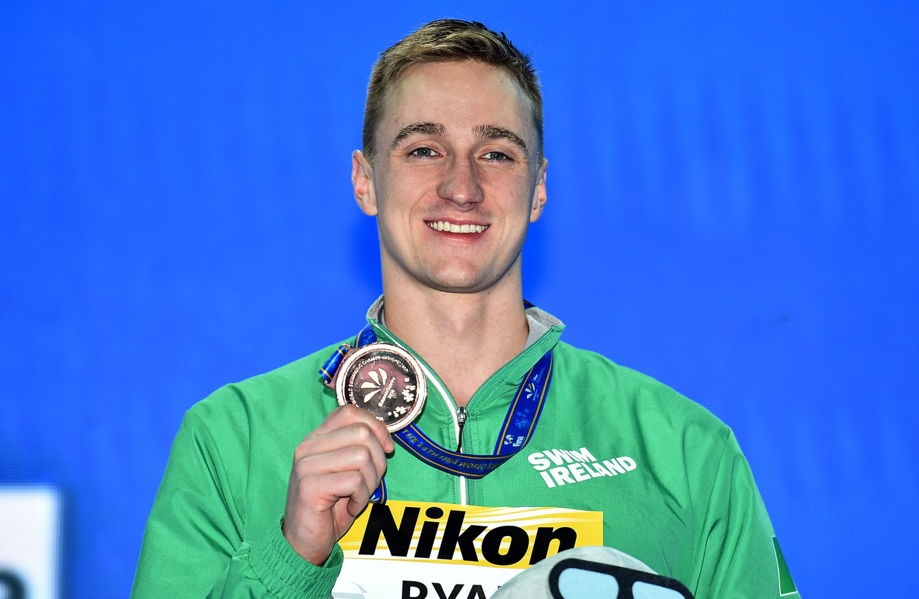 Shane Ryan pictured with his 50m backstroke bronze medal. 