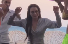 Lindsay Lohan is scarlet over those infamous dance moves... it's The Dredge