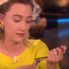 Saoirse Ronan robbed loads of rubbish from the Golden Globes to give out to members of Ellen's audience