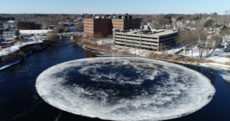 A huge spinning ice disc on a Maine river has the locals transfixed