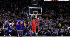 Knicks throw away 19-point lead and lose on last-second goaltending call in London