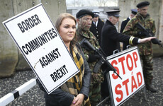 'We never want to see a border': Protesters warn against a hard border Brexit with mock checkpoint