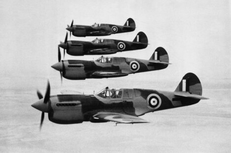 Kitthawks flying in formation in 1942.