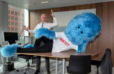 The Dutch government is using a giant blue mascot to warn of Brexit risks