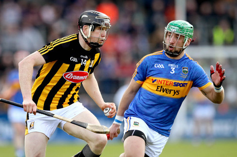 Walter Walsh and James Barry in action in the Allianz Hurling League Division 1A final last April.