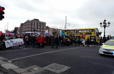 Part of O'Connell Bridge in Dublin blocked by International Women's Day protestors