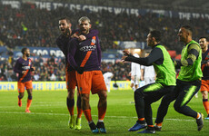 Controversial Aguero winner keeps City's quadruple hopes alive