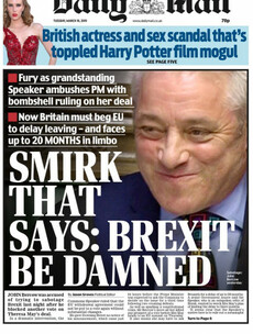 'The Brexit destroyer': British papers round on Speaker Bercow after step to block May's vote