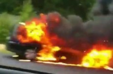 Video: Car catches fire on Dublin's M50