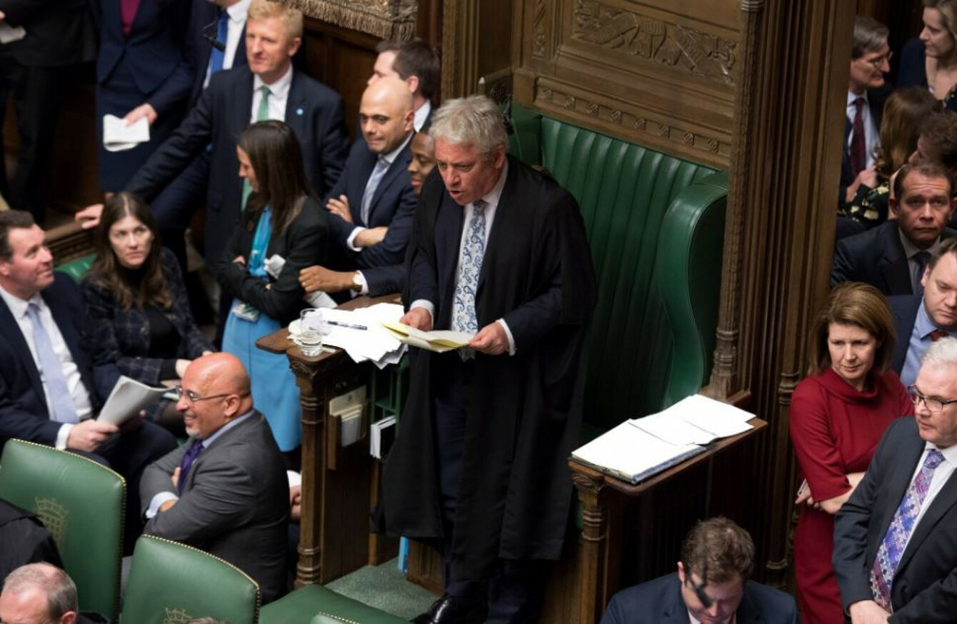 Speaker John Bercow Called Upon To Break Commons Deadlock After 310 310 Tie On More Indicative Votes