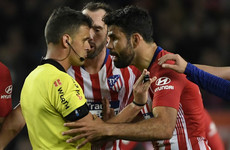 Diego Costa sent off after half an hour against Barcelona following furious referee rant