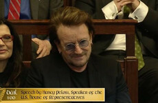 Bono pays a visit to the Dáil to hear US Speaker Nancy Pelosi speak