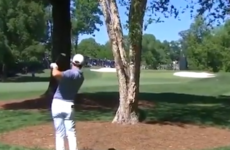 Rory McIlroy hits incredible shot on the way to a share of the lead at Wells Fargo