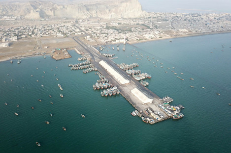 The bay of Gwadar port, near where the hotel is located in southwest Pakistan's Gwadar.