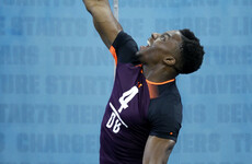 Giants rookie takes part in team training a month after being shot